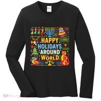 Happy Holidays Around A World Multicultural Celebration Women's Long Sleeve Shirt thumb 0