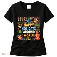 Happy Holidays Around A World Multicultural Celebration Women's T-Shirt thumb 0