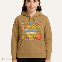 Happy Holidays Around A World Multicultural Celebration Hoodie thumb 5