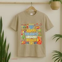 Happy Holidays Around A World Multicultural Celebration T-Shirt thumb 2
