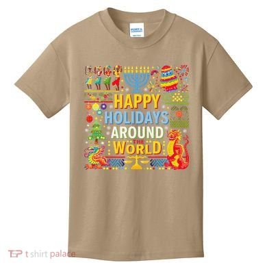 Happy Holidays Around A World Multicultural Celebration Kids T-Shirt