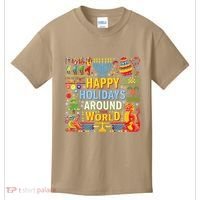 Happy Holidays Around A World Multicultural Celebration Kids T-Shirt thumb 0