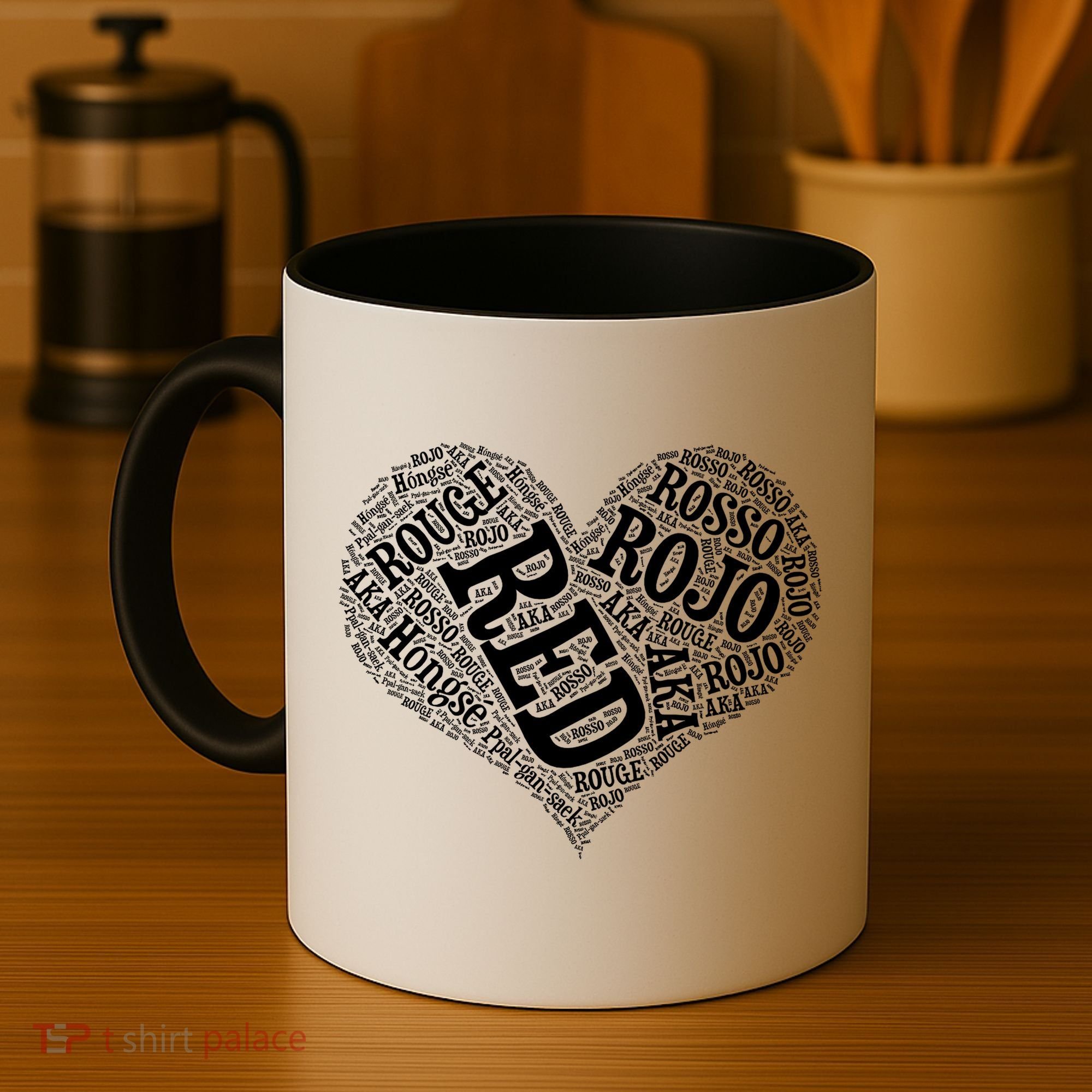 Heart Health Awareness Red In Different Languages  Coffee Mug