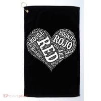 Heart Health Awareness Red In Different Languages  Golf Towel thumb 0