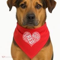 Heart Health Awareness Red In Different Languages  USA-Made Doggie Bandana thumb 1