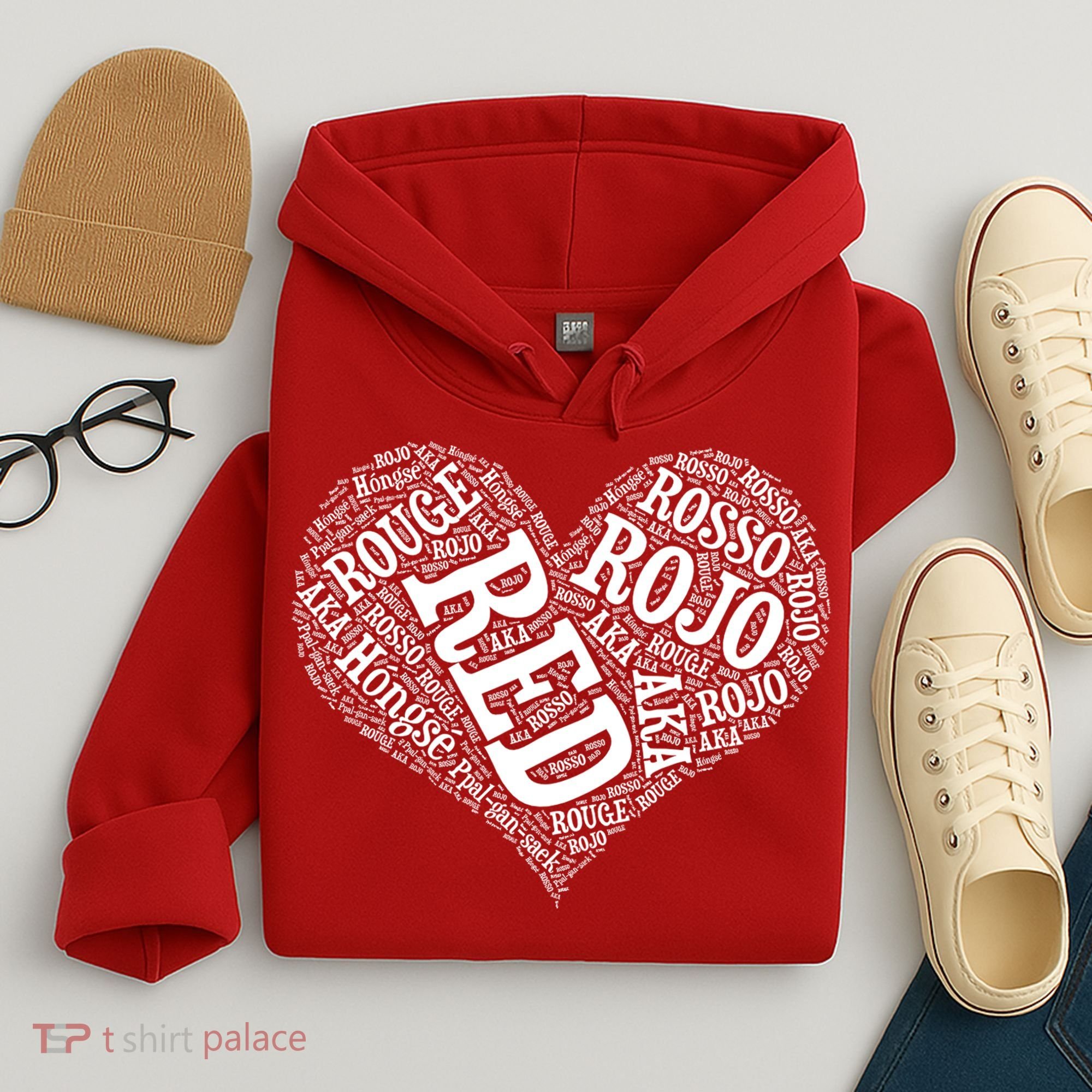 Heart Health Awareness Red In Different Languages  Hoodie