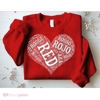Heart Health Awareness Red In Different Languages  Sweatshirt thumb 2