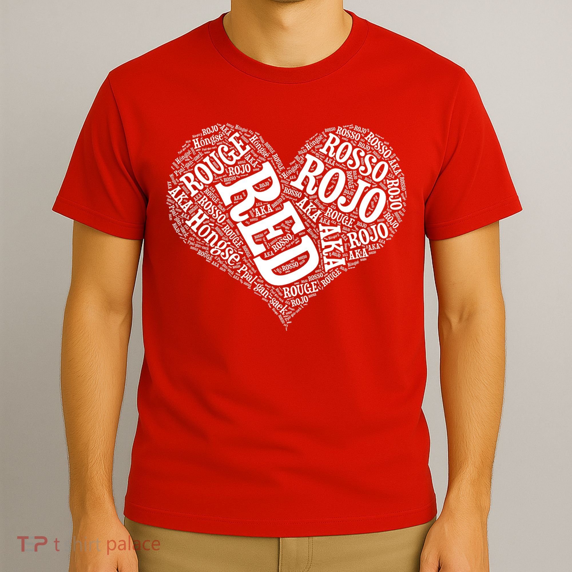 Heart Health Awareness Red In Different Languages  T-Shirt