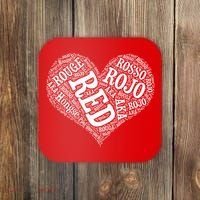 Heart Health Awareness Red In Different Languages  Coaster thumb 0