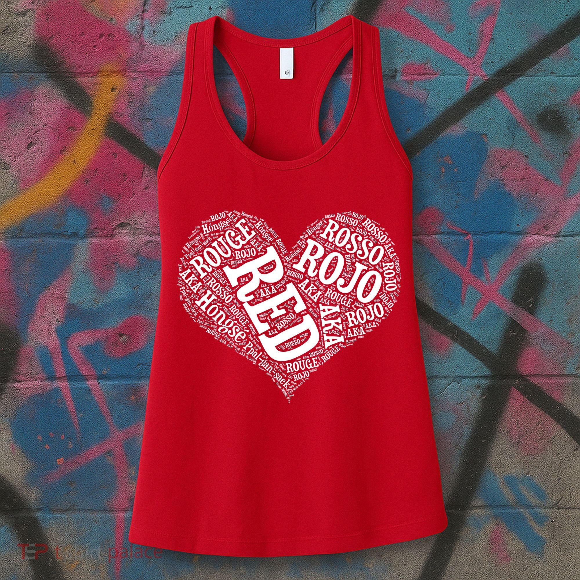 Heart Health Awareness Red In Different Languages  Women's Tank Top