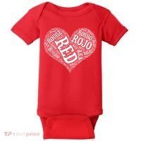 Heart Health Awareness Red In Different Languages  Baby Bodysuit thumb 0