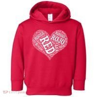 Heart Health Awareness Red In Different Languages  Toddler Hoodie thumb 0