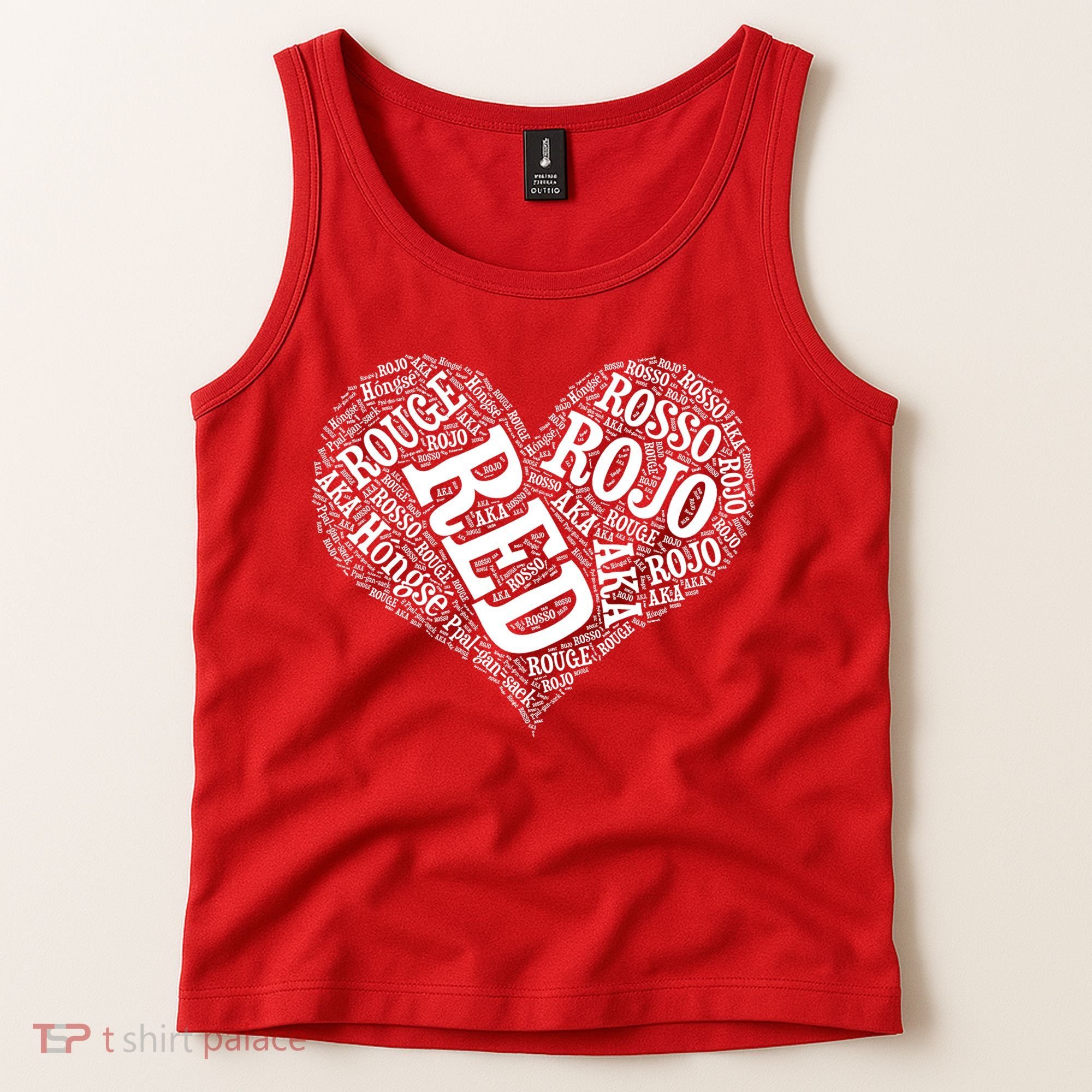 Heart Health Awareness Red In Different Languages  Tank Top