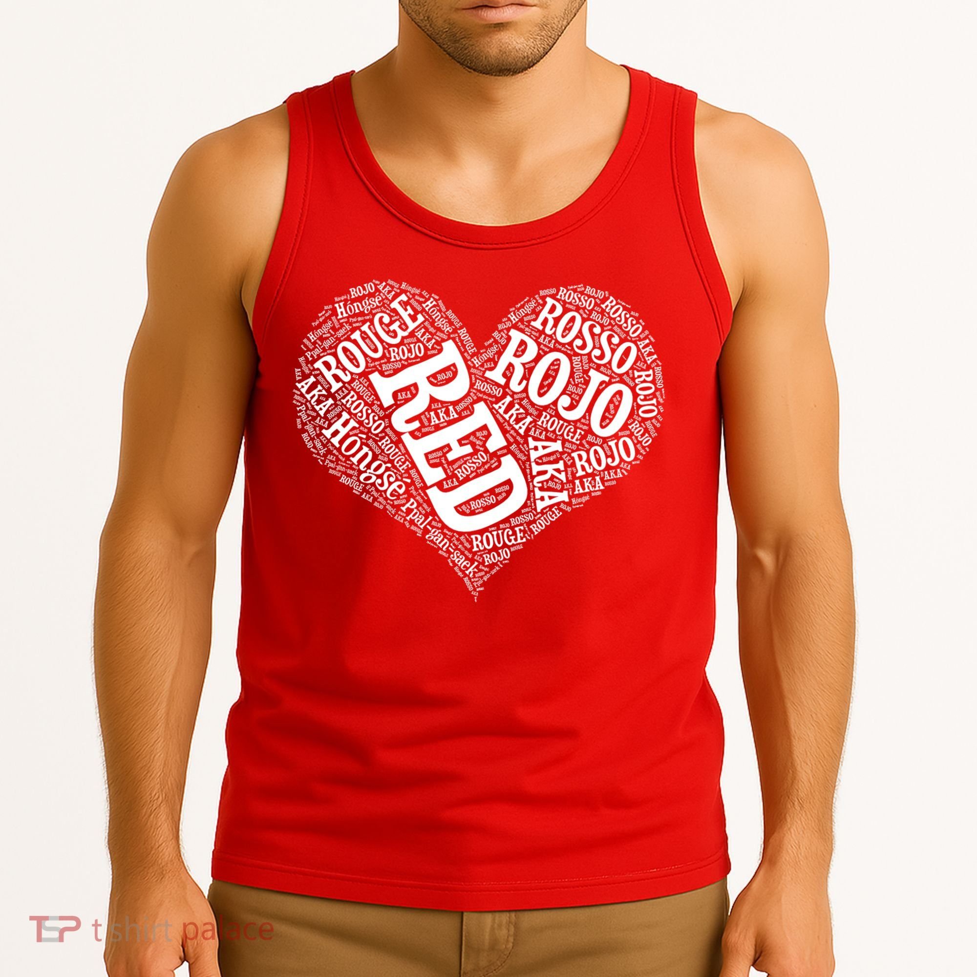 Heart Health Awareness Red In Different Languages  Tank Top