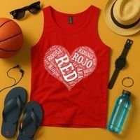 Heart Health Awareness Red In Different Languages  Tank Top thumb 4