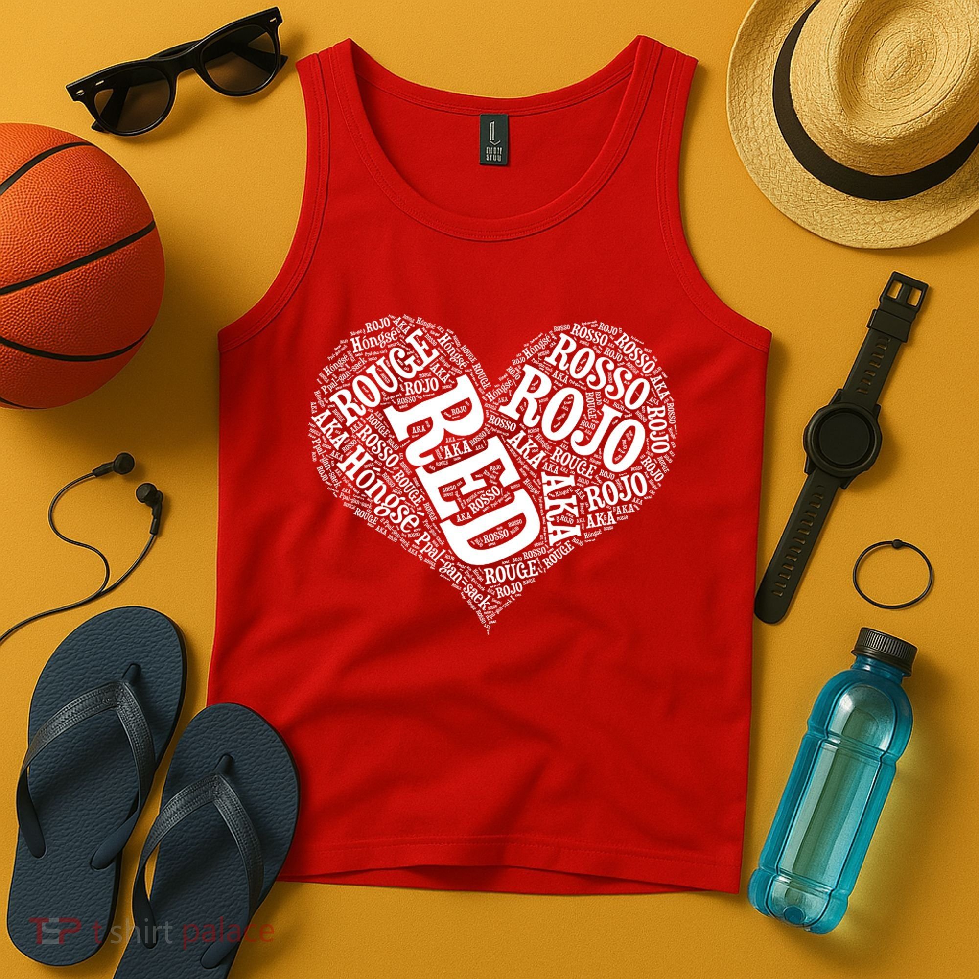 Heart Health Awareness Red In Different Languages  Tank Top