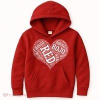 Heart Health Awareness Red In Different Languages  Kids Hoodie thumb 0