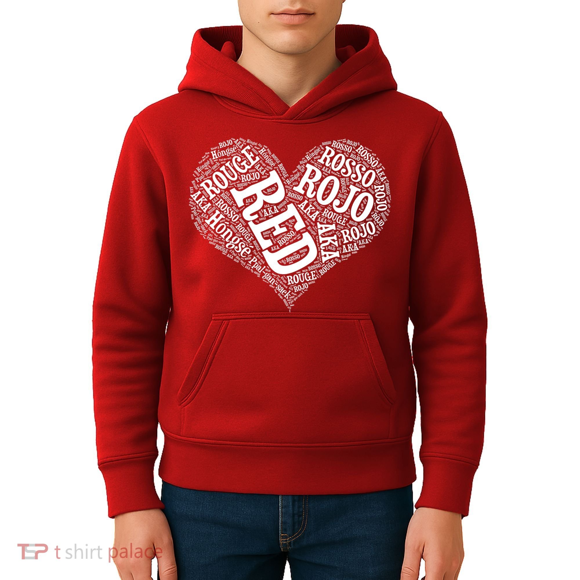 Heart Health Awareness Red In Different Languages  Kids Hoodie