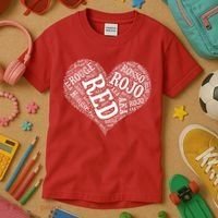Heart Health Awareness Red In Different Languages  Kids T-Shirt thumb 3