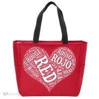 Heart Health Awareness Red In Different Languages  Tote Bag thumb 0