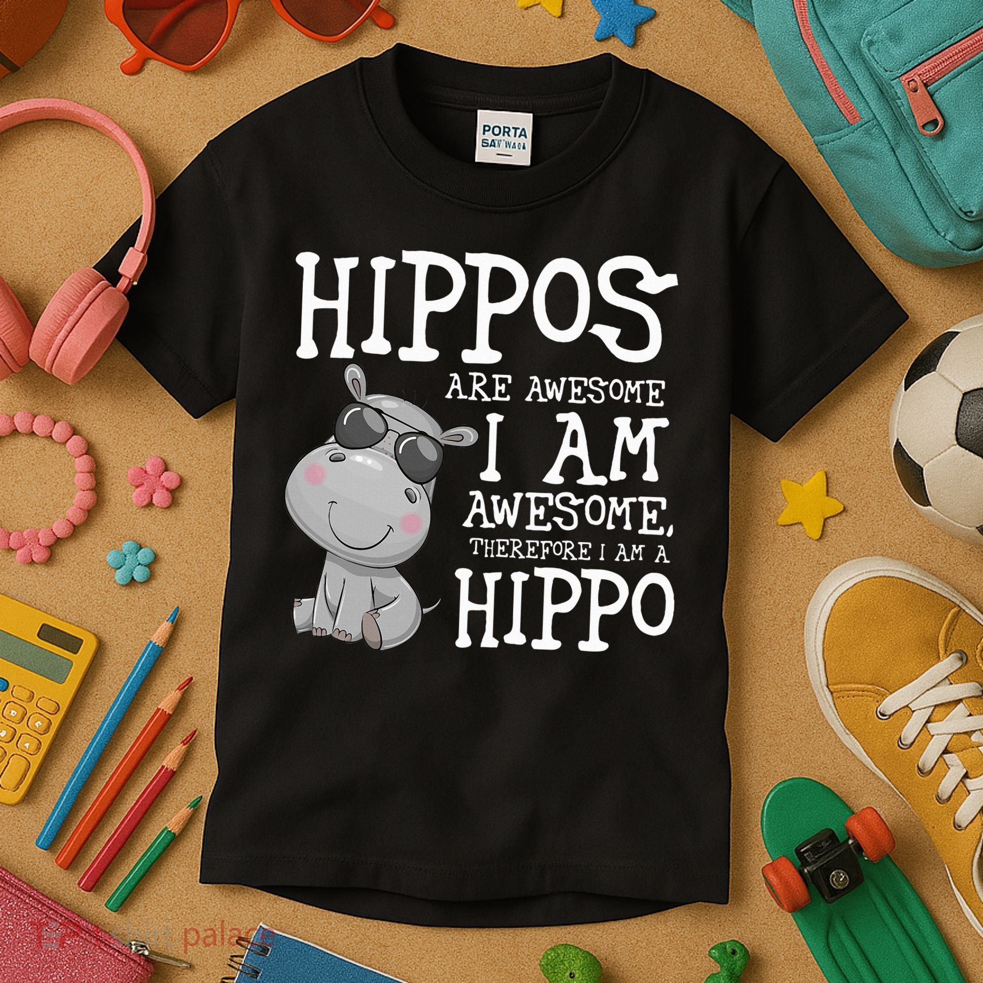 Hippopotamus Hippos Are Awesome Therefore I Am A Hippo Kids T-Shirt