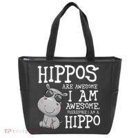 Hippopotamus Hippos Are Awesome Therefore I Am A Hippo Tote Bag thumb 0