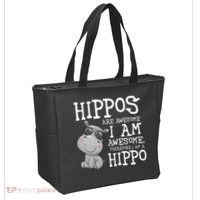 Hippopotamus Hippos Are Awesome Therefore I Am A Hippo Tote Bag thumb 2