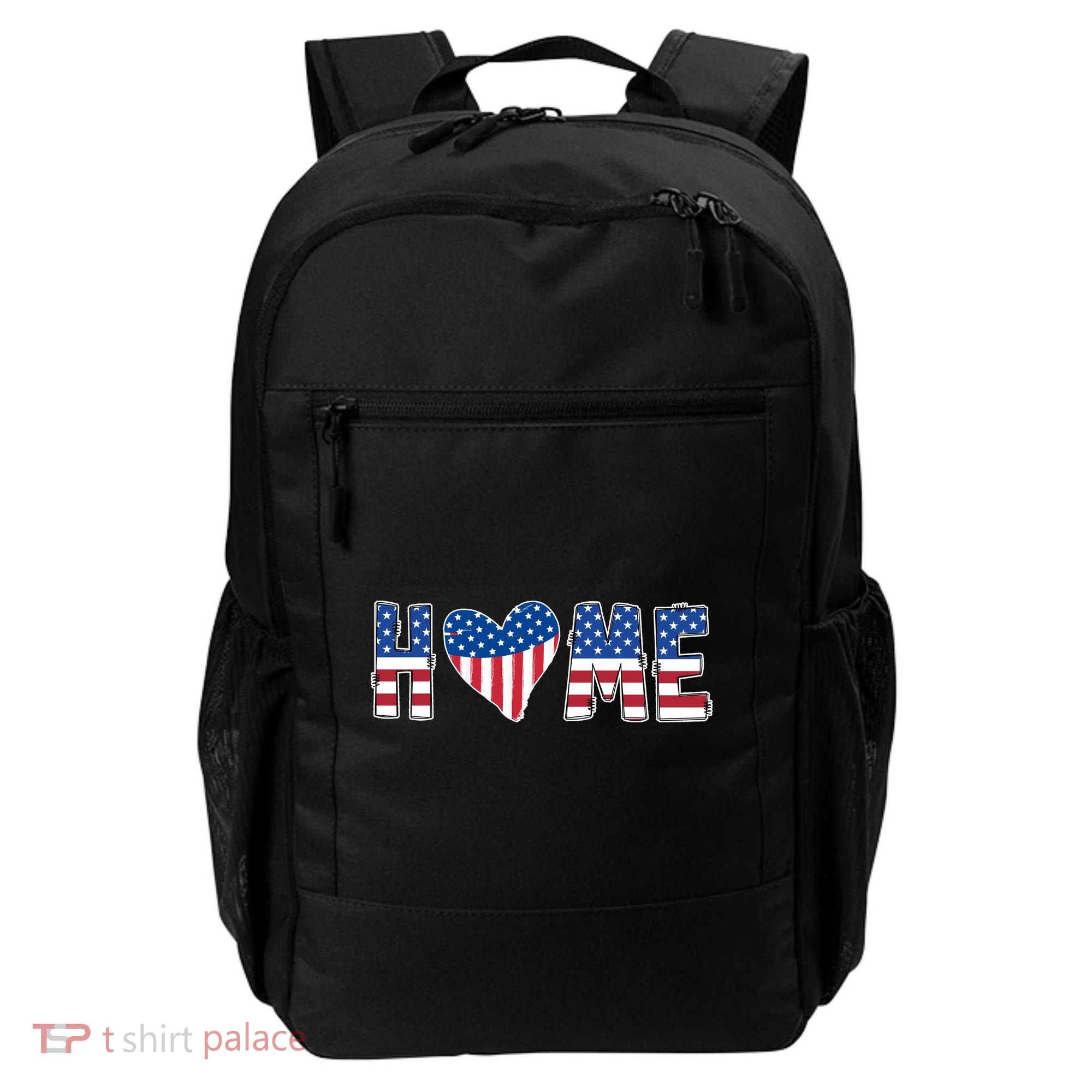 Home Heart American Flag Backpack