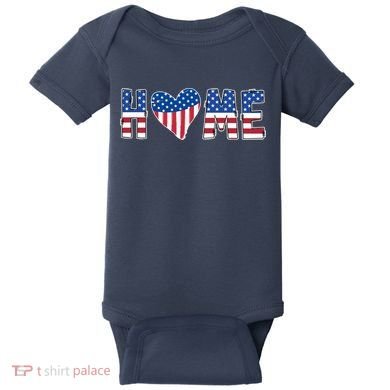 Home Heart American Flag Baby Bodysuit