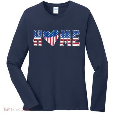 Home Heart American Flag Women's Long Sleeve Shirt