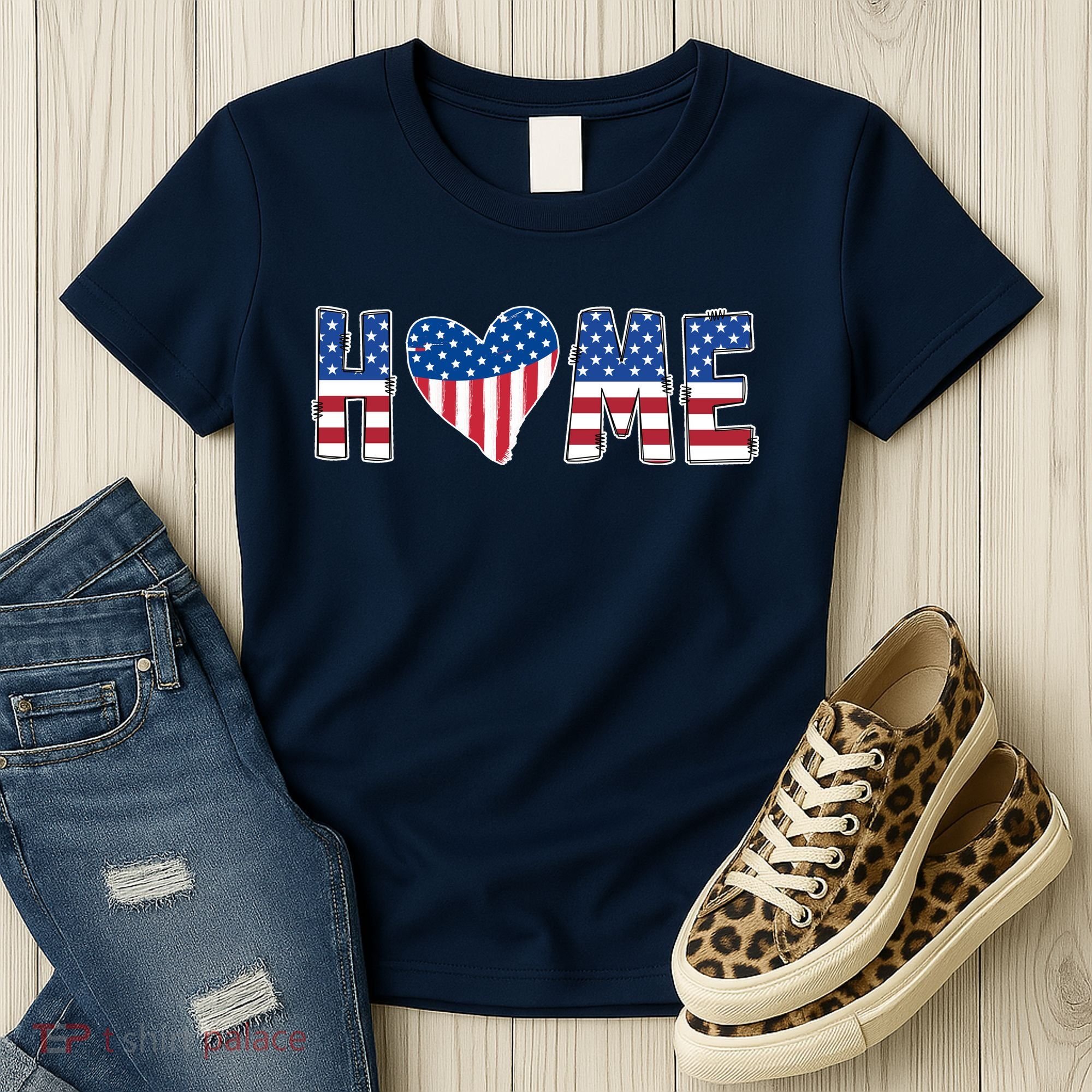 Home Heart American Flag Women's T-Shirt