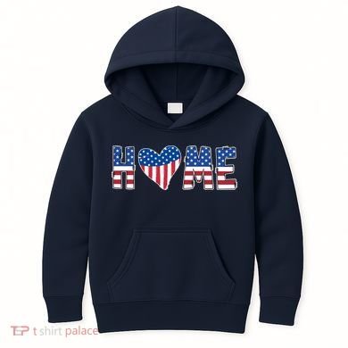 Home Heart American Flag Kids Hoodie