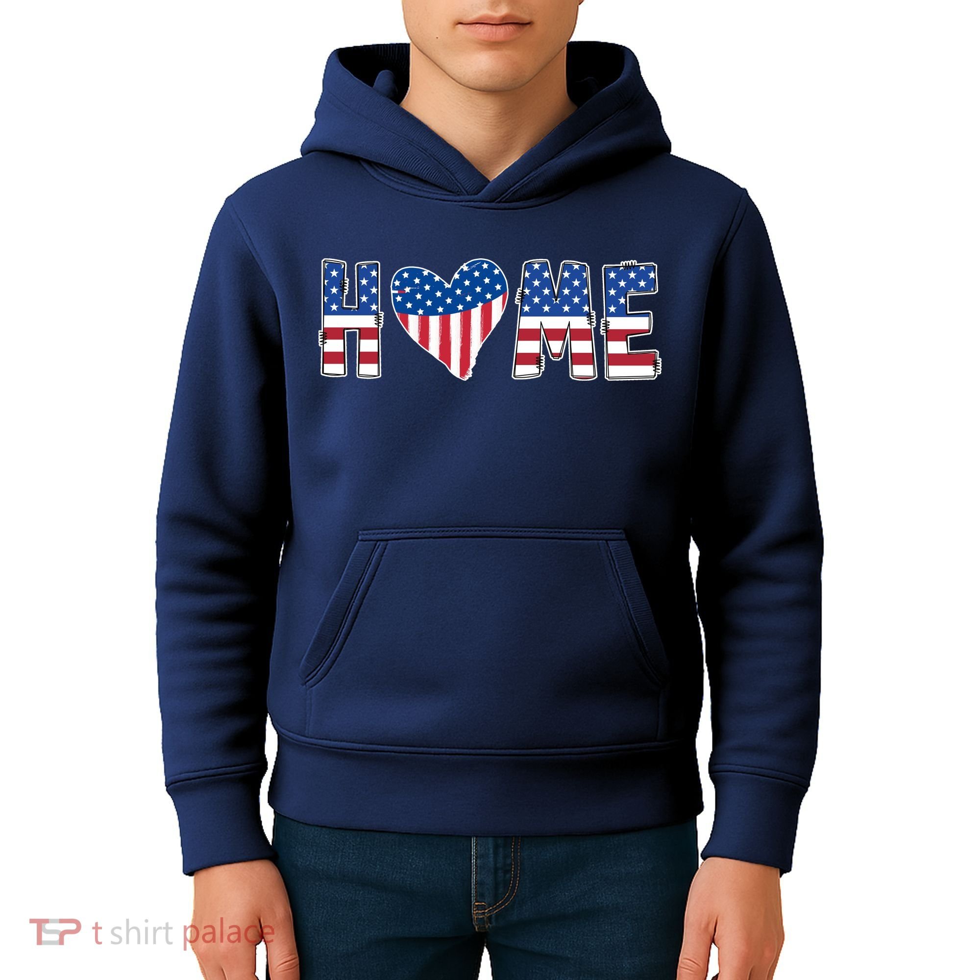 Home Heart American Flag Kids Hoodie