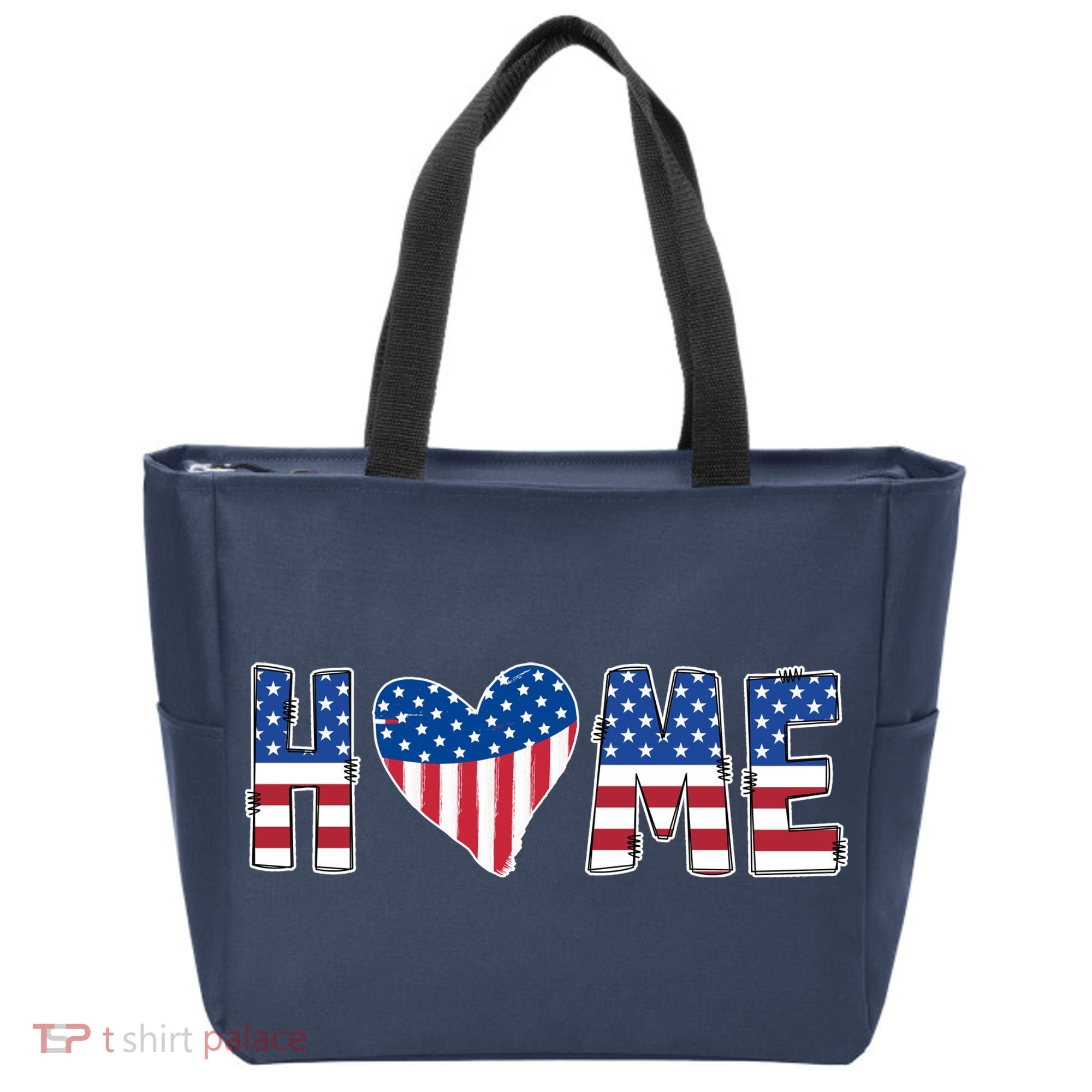 Home Heart American Flag Tote Bag