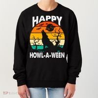 Happy Howl A Ween Halloween Wolf Retro Women's Sweatshirt thumb 0