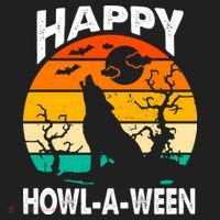 Happy Howl A Ween Halloween Wolf Retro Women's Sweatshirt thumb 2