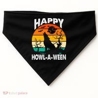 Happy Howl A Ween Halloween Wolf Retro USA-Made Doggie Bandana thumb 0