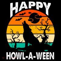Happy Howl A Ween Halloween Wolf Retro Hoodie thumb 7