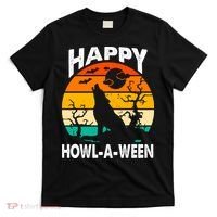Happy Howl A Ween Halloween Wolf Retro T-Shirt thumb 0