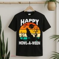 Happy Howl A Ween Halloween Wolf Retro T-Shirt thumb 2