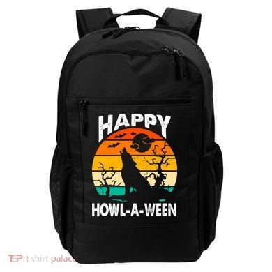 Happy Howl A Ween Halloween Wolf Retro Backpack