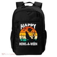 Happy Howl A Ween Halloween Wolf Retro Backpack thumb 0