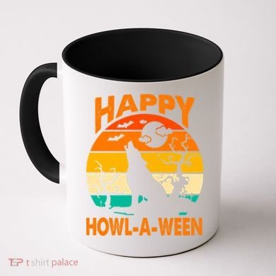 Happy Howl A Ween Halloween Wolf Retro Coffee Mug
