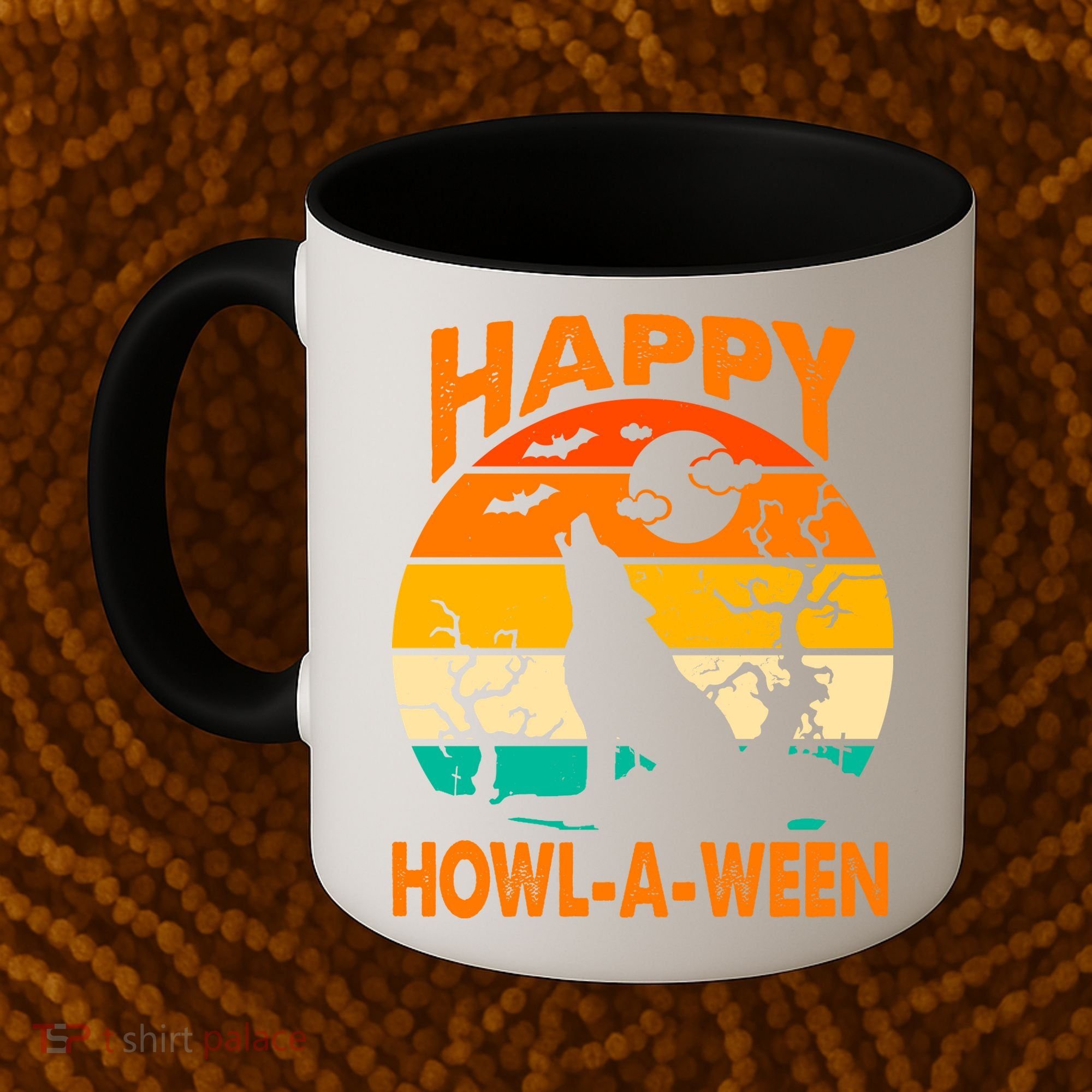 Happy Howl A Ween Halloween Wolf Retro Coffee Mug