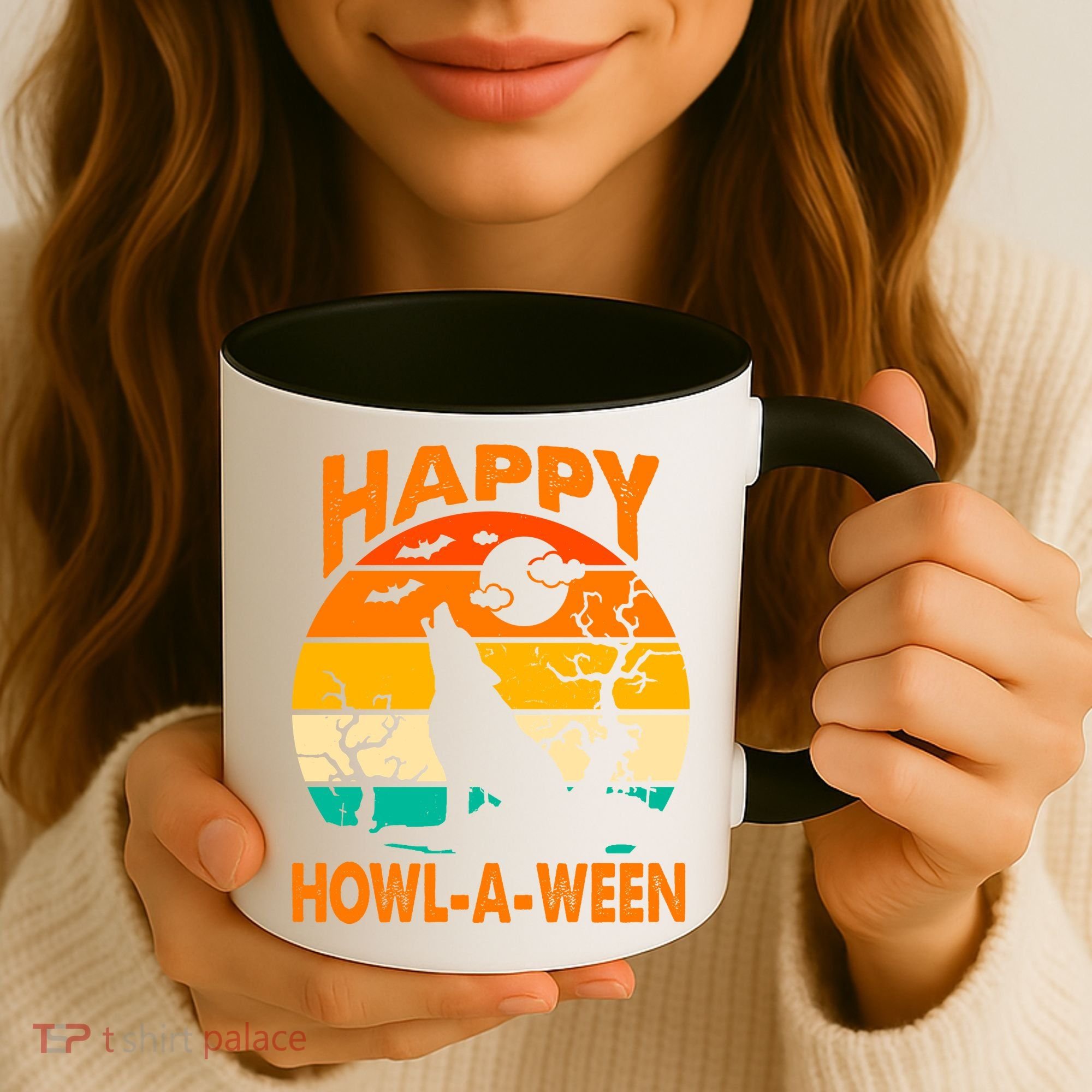 Happy Howl A Ween Halloween Wolf Retro Coffee Mug