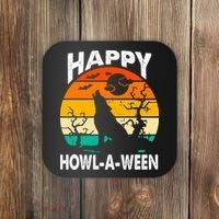 Happy Howl A Ween Halloween Wolf Retro Coaster thumb 0
