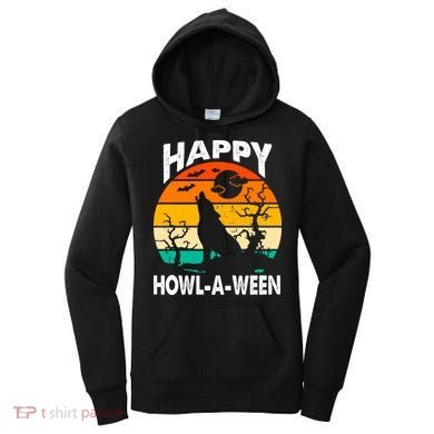 Happy Howl A Ween Halloween Wolf Retro Women's Hoodie
