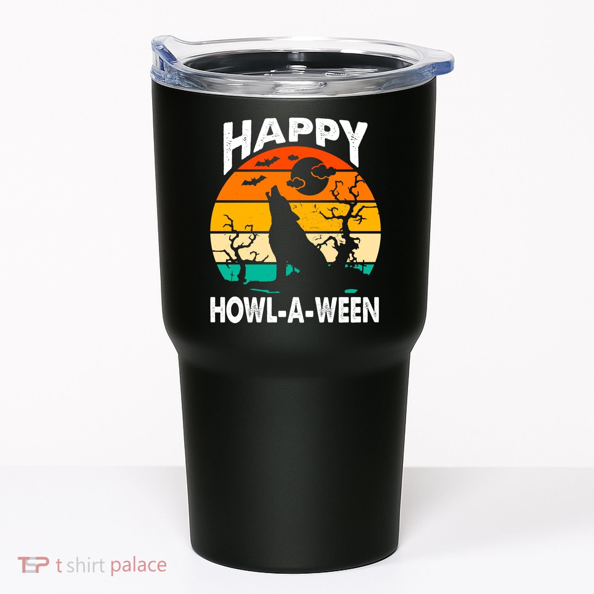 Happy Howl A Ween Halloween Wolf Retro Tumbler