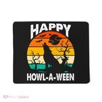 Happy Howl A Ween Halloween Wolf Retro Mousepad thumb 0