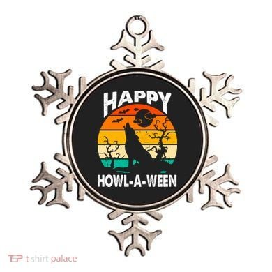 Happy Howl A Ween Halloween Wolf Retro Ornament
